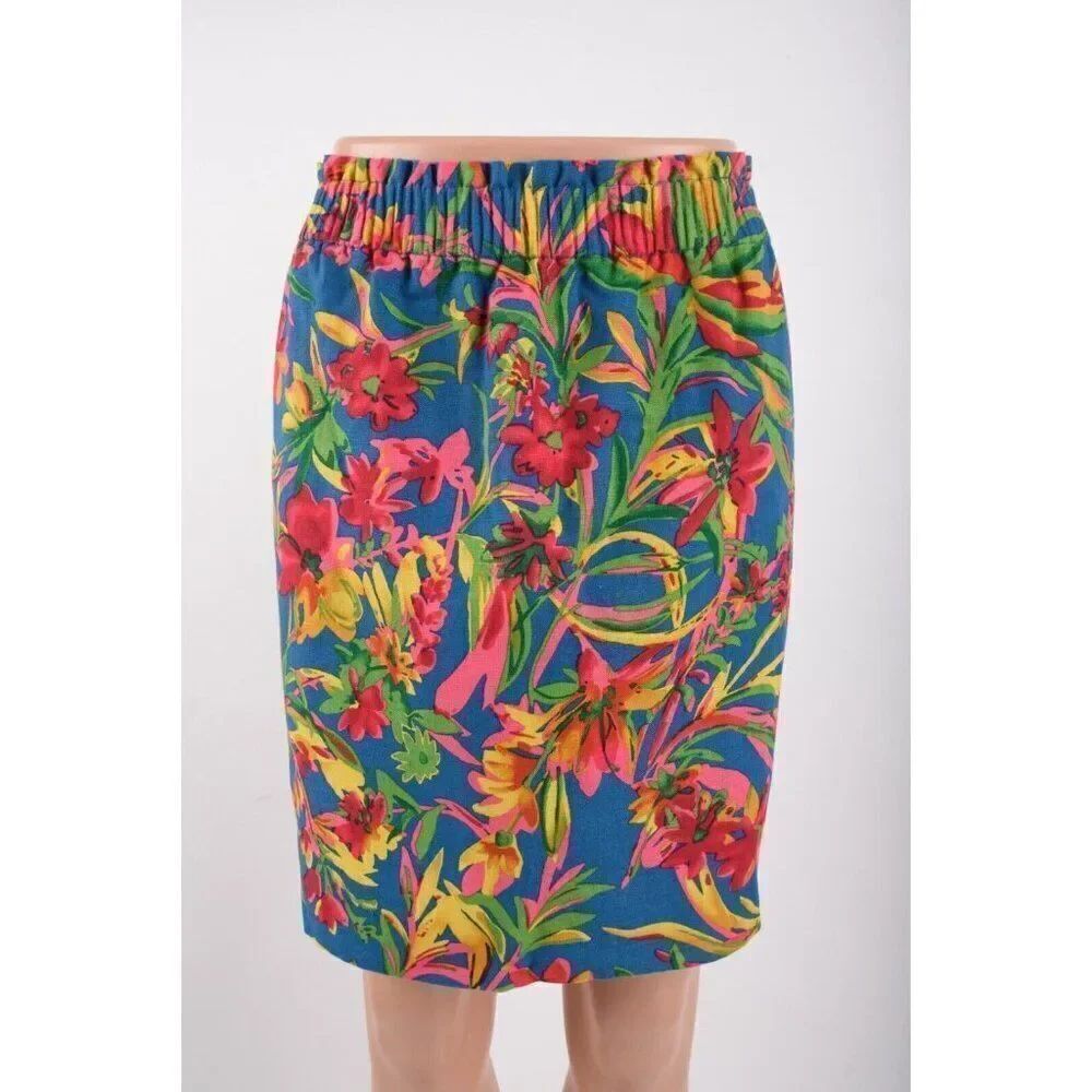 J.Crew Womans Sidewalk Mini Skirt Size 12 Multicolor Floral Linen Tropical